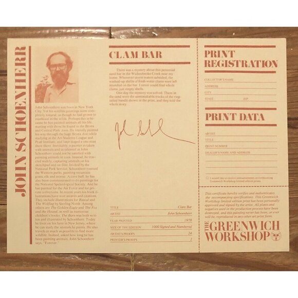 32"x22" Ltd Ed Signed Numbered Raccoon Print CLAM BAR by JOHN SCHOENHERR w/ COA - Picture 9 of 9